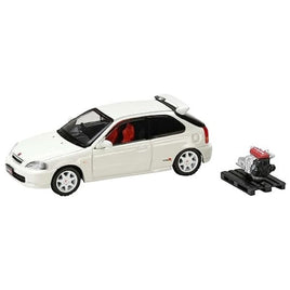 HJ643016AW HJ64 1/64 Honda CIVIC TYPE R (EK9) 1997 with Engine Display Model CHAMPIONSHIP WHITE