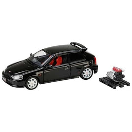 HJ643016ABK HJ64 1/64 Honda CIVIC TYPE R (EK9) 1997 with Engine Display Model STARLIGHT BLACK PEARL