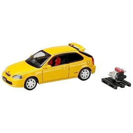 HJ643016AY HJ64 1/64 Honda CIVIC TYPE R (EK9) 1997 with Engine Display Model SUNLIGHT YELLOW
