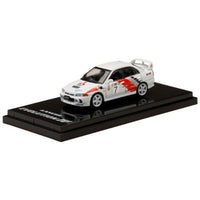 HJ643011A 1/64 MITSUBISHI LANCER GSR EVOLUTION IV GR.A RALLY GRAPHIC SCORTIA WHITE