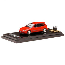 HJ641017SR HJ64 1/64 Honda CIVIC (EG6) SiR-S with Engine Display Model Mirano Red