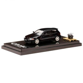 HJ641017SBK HJ64 1/64 Honda CIVIC (EG6) SiR-S with Engine Display Model Granada Black Pearl